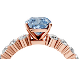 Rose gold Fancy Blue Cushion  Diamond Pavé Band Solitaire with Four-Prong Setting_7