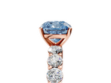 Rose gold Fancy Blue Cushion  Diamond Pavé Band Solitaire with Four-Prong Setting_8