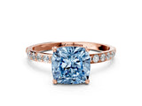 Rose gold Fancy Blue Cushion  Diamond Pavé Band with Six-Prong Setting_27