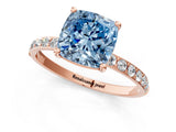 Rose gold Fancy Blue Cushion  Diamond Pavé Band with Six-Prong Setting_28