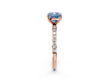Rose gold Fancy Blue Cushion  Diamond Pavé Band with Six-Prong Setting_29