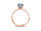 Rose gold Fancy Blue Cushion  Diamond Pavé Band with Six-Prong Setting_30