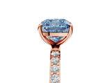 Rose gold Fancy Blue Cushion  Diamond Pavé Band with Six-Prong Setting_32
