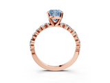 Rose gold Fancy Blue Cushion  Diamond Prong Set Engagement Ring with Pave Band_208