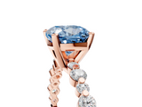 Rose gold Fancy Blue Cushion  Diamond Prong Set Engagement Ring with Pave Band_209