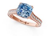 Rose gold Fancy Blue Cushion  Diamond Solitaire with Pave Band and Six-Prong Setting_21