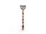 Rose gold Fancy Blue Cushion  Diamond Solitaire with Pave Band and Six-Prong Setting_22