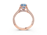 Rose gold Fancy Blue Cushion  Diamond Solitaire with Pave Band and Six-Prong Setting_23