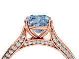 Rose gold Fancy Blue Cushion  Diamond Solitaire with Pave Band and Six-Prong Setting_24