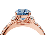 Rose gold Fancy Blue Cushion  Diamond Three-Stone Pave Band with Four-Prong Setting_24