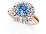 Rose gold Fancy Blue Cushion  Halo Cluster Diamond Engagement Ring with Prong Setting and Polished Band_26