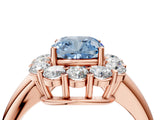 Rose gold Fancy Blue Cushion  Halo Cluster Diamond Engagement Ring with Prong Setting and Polished Band_29