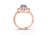 Rose gold Fancy Blue Cushion  Halo Cluster Diamond Engagement Ring with Solitaire Band and Prong Setting_52