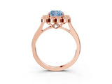 Rose gold Fancy Blue Cushion  Halo Diamond Cluster Engagement Ring with Milgrain Bezel Setting and Solitaire Band_30
