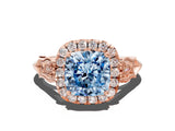 Rose gold Fancy Blue Cushion  Halo Diamond Engagement Ring with Filigree Band and Four-Prong Setting_81