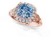 Rose gold Fancy Blue Cushion  Halo Diamond Engagement Ring with Filigree Band and Four-Prong Setting_82