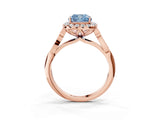 Rose gold Fancy Blue Cushion  Halo Diamond Engagement Ring with Filigree Band and Four-Prong Setting_84