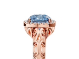 Rose gold Fancy Blue Cushion  Halo Diamond Engagement Ring with Intricate Filigree Band and Four-Prong Setting_42