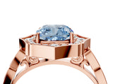 Rose gold Fancy Blue Cushion  Halo Diamond Engagement Ring with Milgrain Band and Four-Prong Setting_58