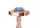 Rose gold Fancy Blue Cushion  Halo Diamond Engagement Ring with Milgrain Band and Four-Prong Setting_59