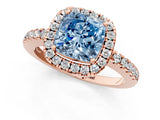 Rose gold Fancy Blue Cushion  Halo Diamond Engagement Ring with Pavé Band and Four-Prong Setting_21