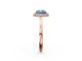 Rose gold Fancy Blue Cushion  Halo Diamond Engagement Ring with Solitaire Band and Four-Prong Setting_22