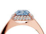 Rose gold Fancy Blue Cushion  Halo Diamond Engagement Ring with Solitaire Band and Four-Prong Setting_24