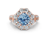 Rose gold Fancy Blue Cushion  Halo Diamond Engagement Ring with Split Shank and Prong Setting_66