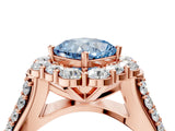 Rose gold Fancy Blue Cushion  Halo Diamond Engagement Ring with Split Shank and Prong Setting_70