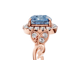 Rose gold Fancy Blue Cushion  Halo Diamond Engagement Ring with Vintage-Inspired Band and Four-Prong Setting_8