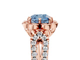 Rose gold Fancy Blue Cushion  Halo Diamond Floral Split Shank Engagement Ring 5