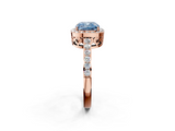 Rose gold Fancy Blue Cushion  Halo Diamond Pavé Band Ring with Prong Setting_22