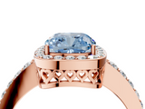 Rose gold Fancy Blue Cushion  Halo Diamond Pavé Band Ring with Prong Setting_24