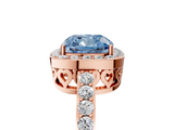 Rose gold Fancy Blue Cushion  Halo Diamond Pavé Band Ring with Prong Setting_25