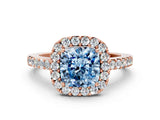 Rose gold Fancy Blue Cushion  Halo Diamond Pavé Solitaire Ring_45