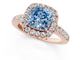 Rose gold Fancy Blue Cushion  Halo Diamond Pavé Solitaire Ring_46