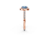 Rose gold Fancy Blue Cushion  Halo Diamond Pavé Solitaire Ring_47