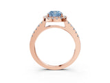 Rose gold Fancy Blue Cushion  Halo Diamond Pavé Solitaire Ring_48