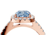 Rose gold Fancy Blue Cushion  Halo Diamond Pavé Solitaire Ring_49