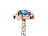 Rose gold Fancy Blue Cushion  Halo Diamond Pavé Solitaire Ring_50