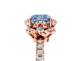 Rose gold Fancy Blue Cushion  Halo Diamond Pave Band Ring with Four-Prong Setting_20
