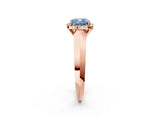 Rose gold Fancy Blue Cushion  Halo Diamond Ring with Cathedral Band and Four-Prong Setting_51