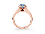 Rose gold Fancy Blue Cushion  Halo Diamond Ring with Cathedral Band and Four-Prong Setting_52