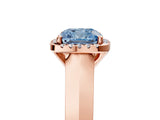 Rose gold Fancy Blue Cushion  Halo Diamond Ring with Cathedral Band and Four-Prong Setting_54