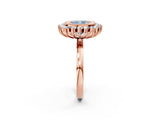 Rose gold Fancy Blue Cushion  Halo Diamond Ring with Milgrain Edge and Round Prong Setting_29