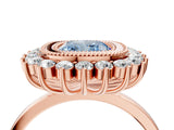 Rose gold Fancy Blue Cushion  Halo Diamond Ring with Milgrain Edge and Round Prong Setting_31