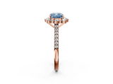 Rose gold Fancy Blue Cushion  Halo Diamond Ring with Pavé Band and Prong Setting_39