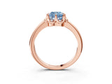 Rose gold Fancy Blue Cushion  Halo Diamond Ring with Round Cluster Setting, Solitaire Band, and Four-Prong Setting_52