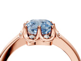 Rose gold Fancy Blue Cushion  Halo Diamond Ring with Round Cluster Setting, Solitaire Band, and Four-Prong Setting_53