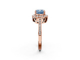 Rose gold Fancy Blue Cushion  Halo Diamond Ring with Split Shank and Four-Prong Setting_61